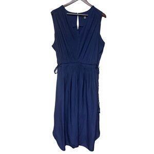 T Tahari Woman Women's Sleeveless Blue V-Neck Dress Tassel Tie Detail Size 2X